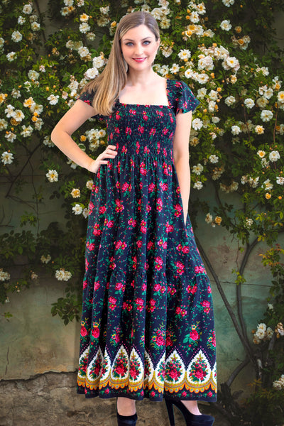 Tamara Black Folk Dress