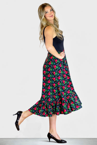Martyna Black Wrap Folk Skirt