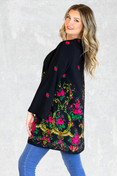 Natalia Black Folk Duster