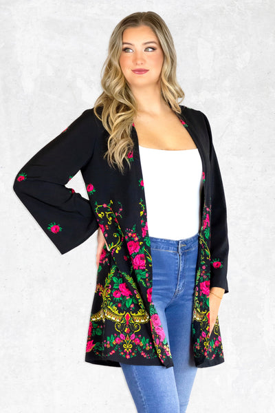 Natalia Black Folk Duster