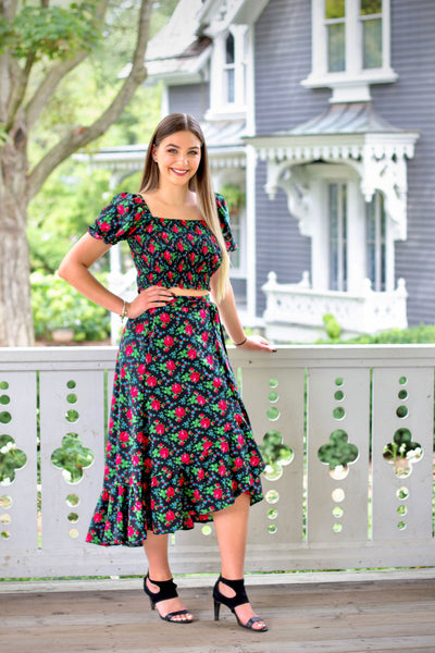 Martyna Smocked Black Top