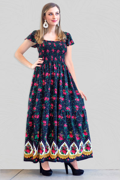 Tamara Black Folk Dress