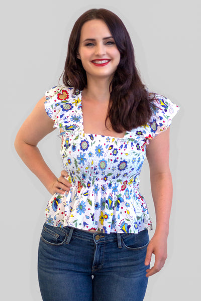 Kashubian Smocked Ruffle Top