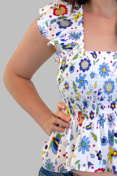 Kashubian Smocked Ruffle Top