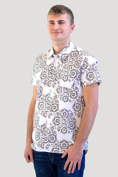 Adam White Hawaiian Folk Shirt