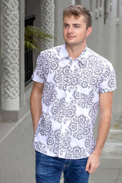 Adam White Hawaiian Folk Shirt