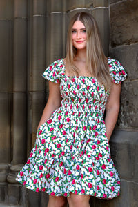 Magda White Folk Dress