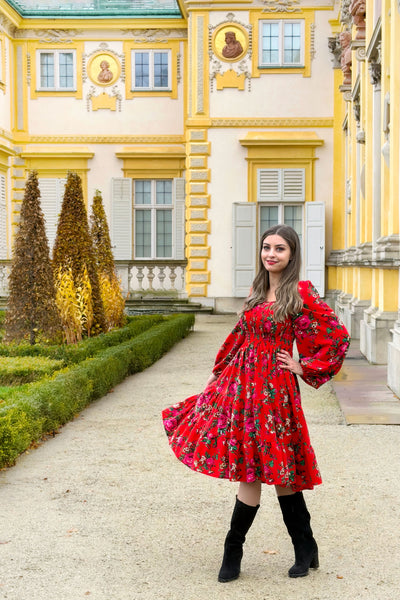 Basia Red Rose Folk Dress