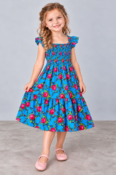 Madzia Girls' Turquoise Folk Dress