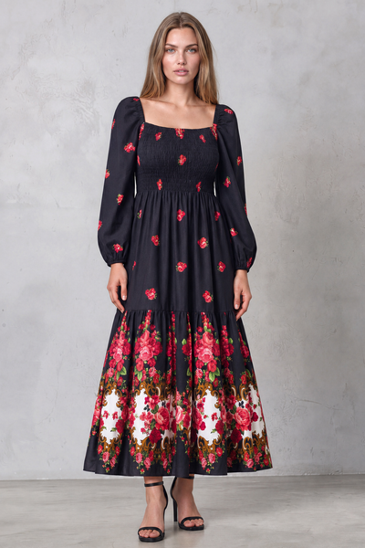 Cecylia Slavic Black Maxi Dress