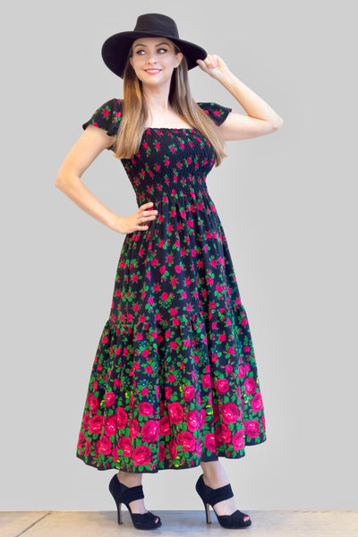 Dagmara Black Folk Dress