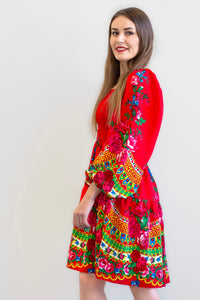 Weronika Red Slavic Folk Dress