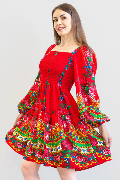 Weronika Red Slavic Folk Dress