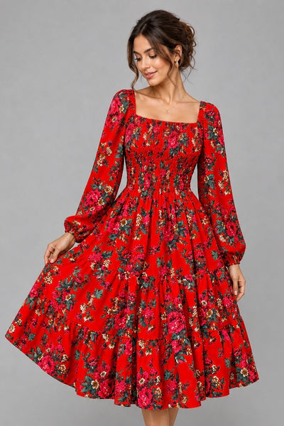 Basia Red Rose Folk Dress