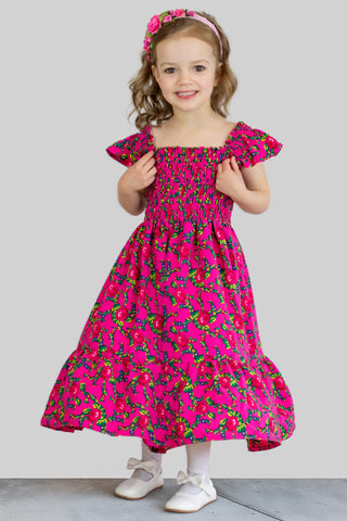 Madzia Girls' Pink Folk Dress