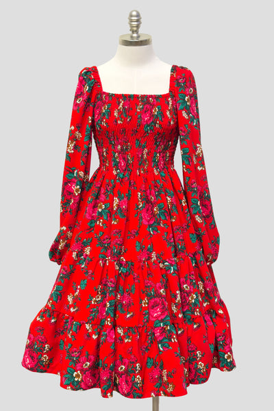 Basia Red Rose Folk Dress