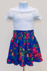 Gosia Smocked Blue Folk Skirt