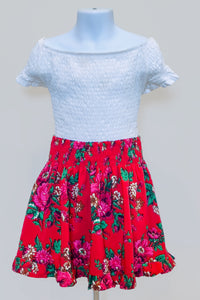 Gosia Smocked Red Folk Skirt
