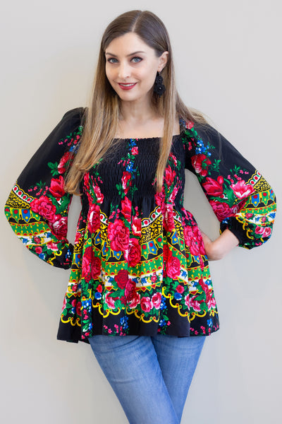 Danuta Smocked Slavic Top