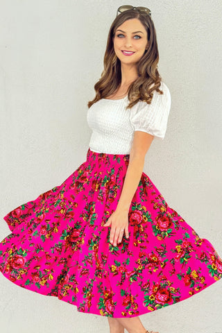 Maja Pink Midi Folk Skirt