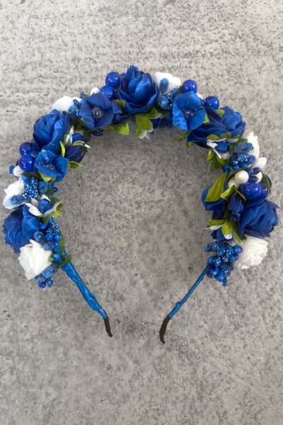 Blue and White Folk Headband