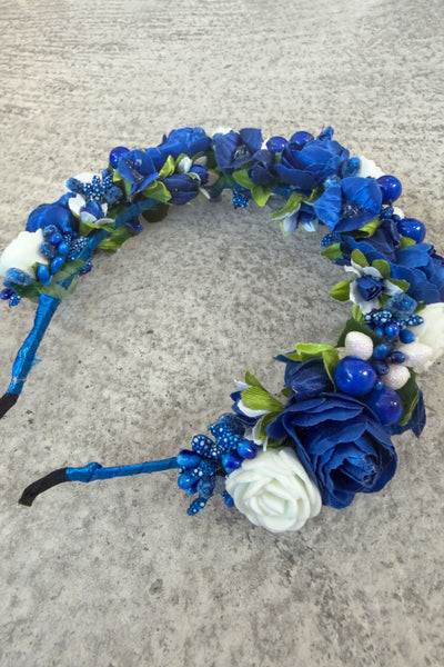 Blue and White Folk Headband