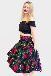 Maja Black Midi Folk Skirt
