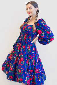 Basia Blue Rose Folk Dress