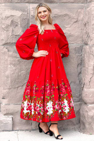 Cecylia Slavic Red Maxi Dress