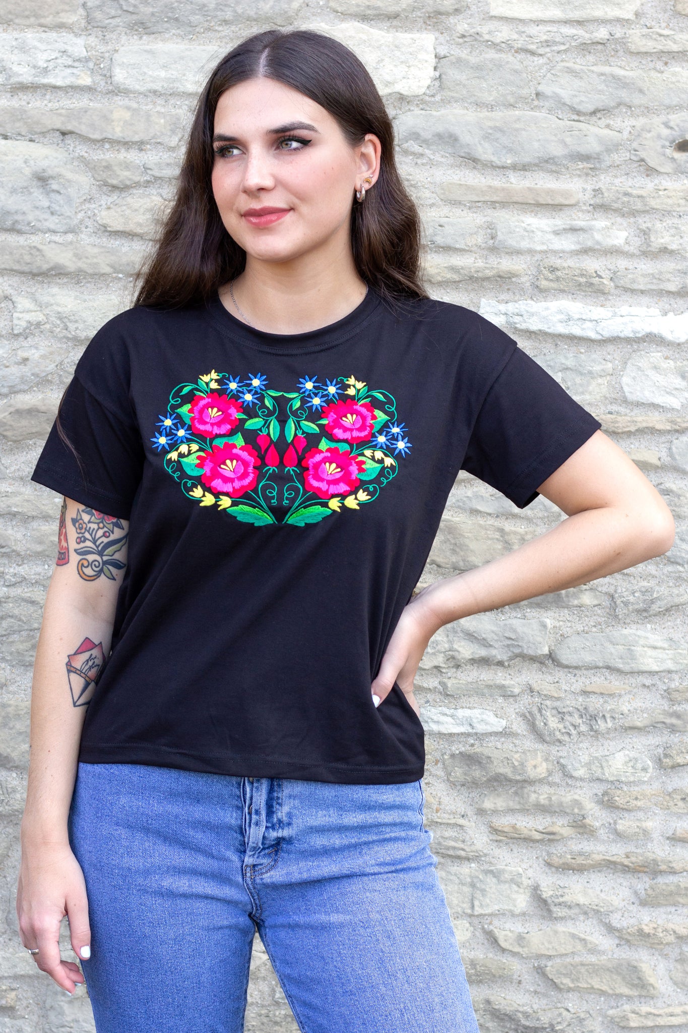 Maria Black Rose Folk T-shirt