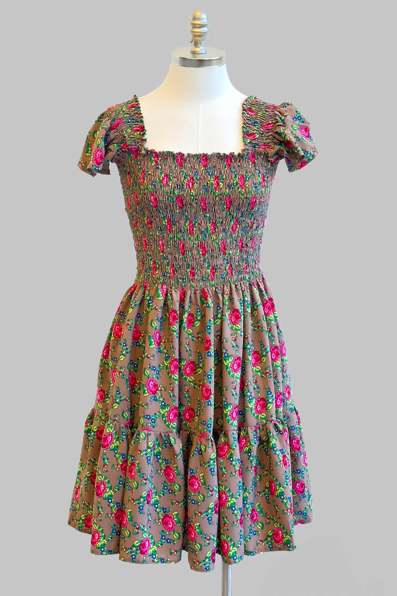 Magda Tan Folk Dress