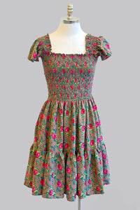 Magda Tan Folk Dress