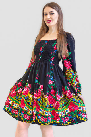 Weronika Black Slavic Folk Dress