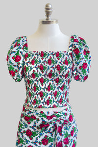 Martyna Smocked White Top