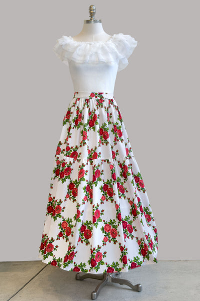 Anna White Folk Maxi Skirt