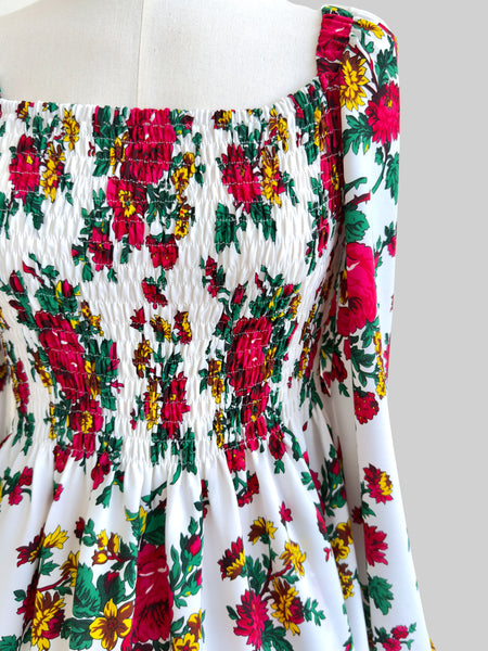 Basia White Rose Folk Dress