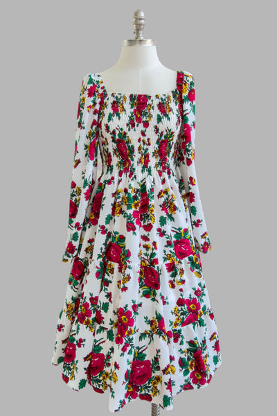 Basia White Rose Folk Dress
