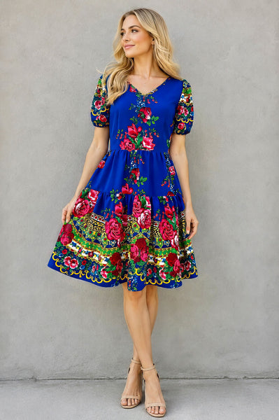 Karolina Blue Slavic Dress