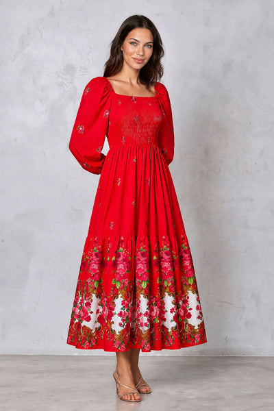 Cecylia Slavic Red Maxi Dress