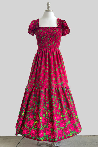 Dagmara Burgundy Folk Dress