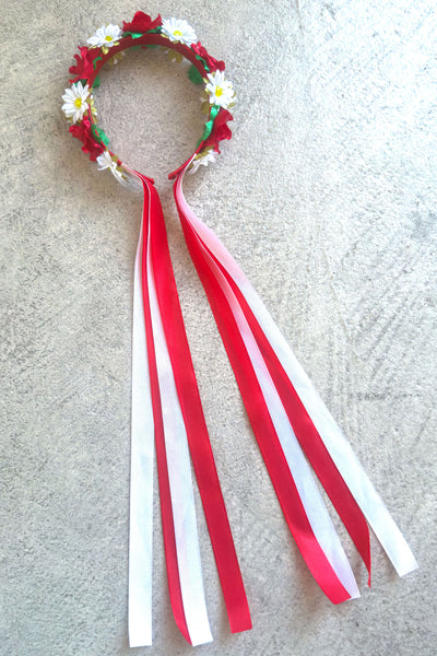 Girls' Polish Red and White Headband