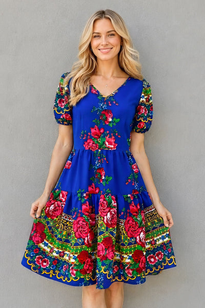 Karolina Blue Slavic Dress