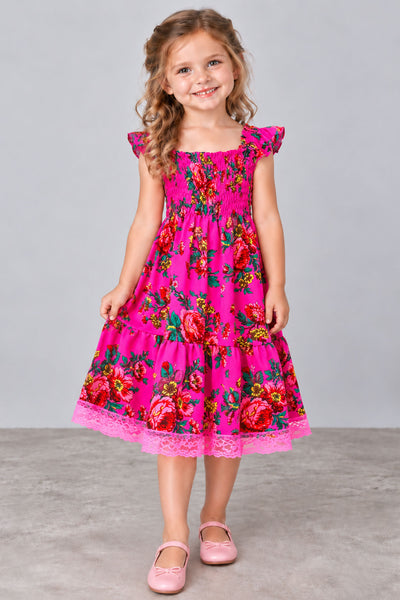 Jadzia Girls' Pink Folk Dress