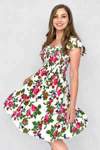 Sandra White Rose Folk Dress
