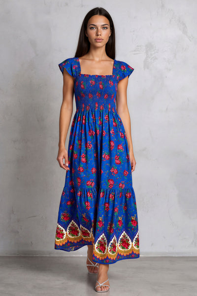 Tamara Blue Folk Dress