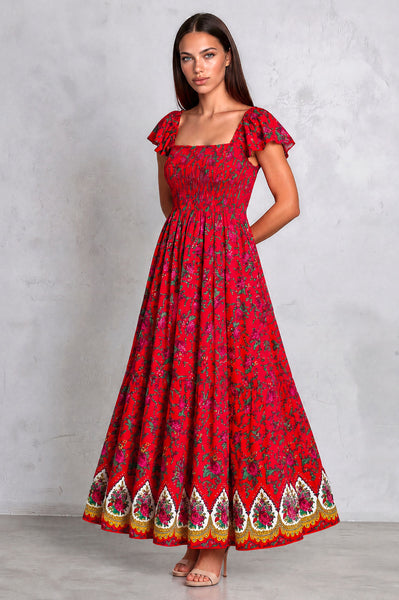 Tamara Red Folk Dress