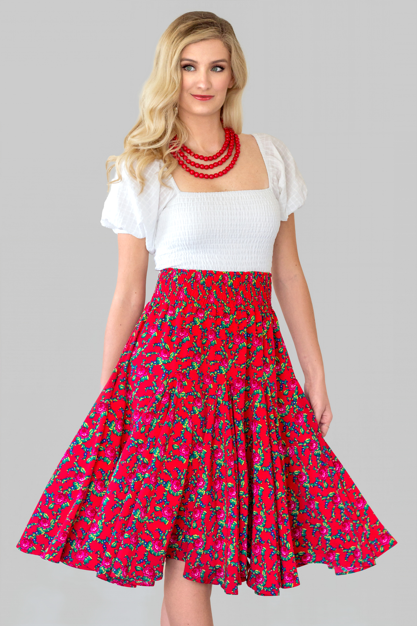 Emilia Red Folk Skirt