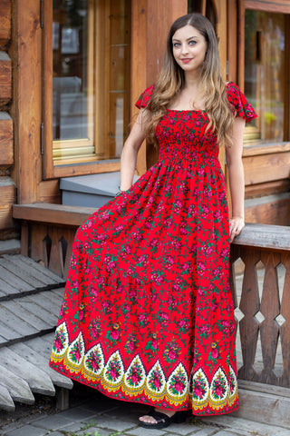 Tamara Red Folk Dress