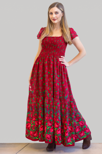 Dagmara Burgundy Folk Dress
