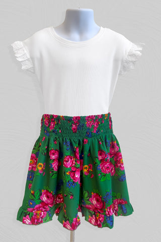 Kasia Smocked Green Folk Skirt